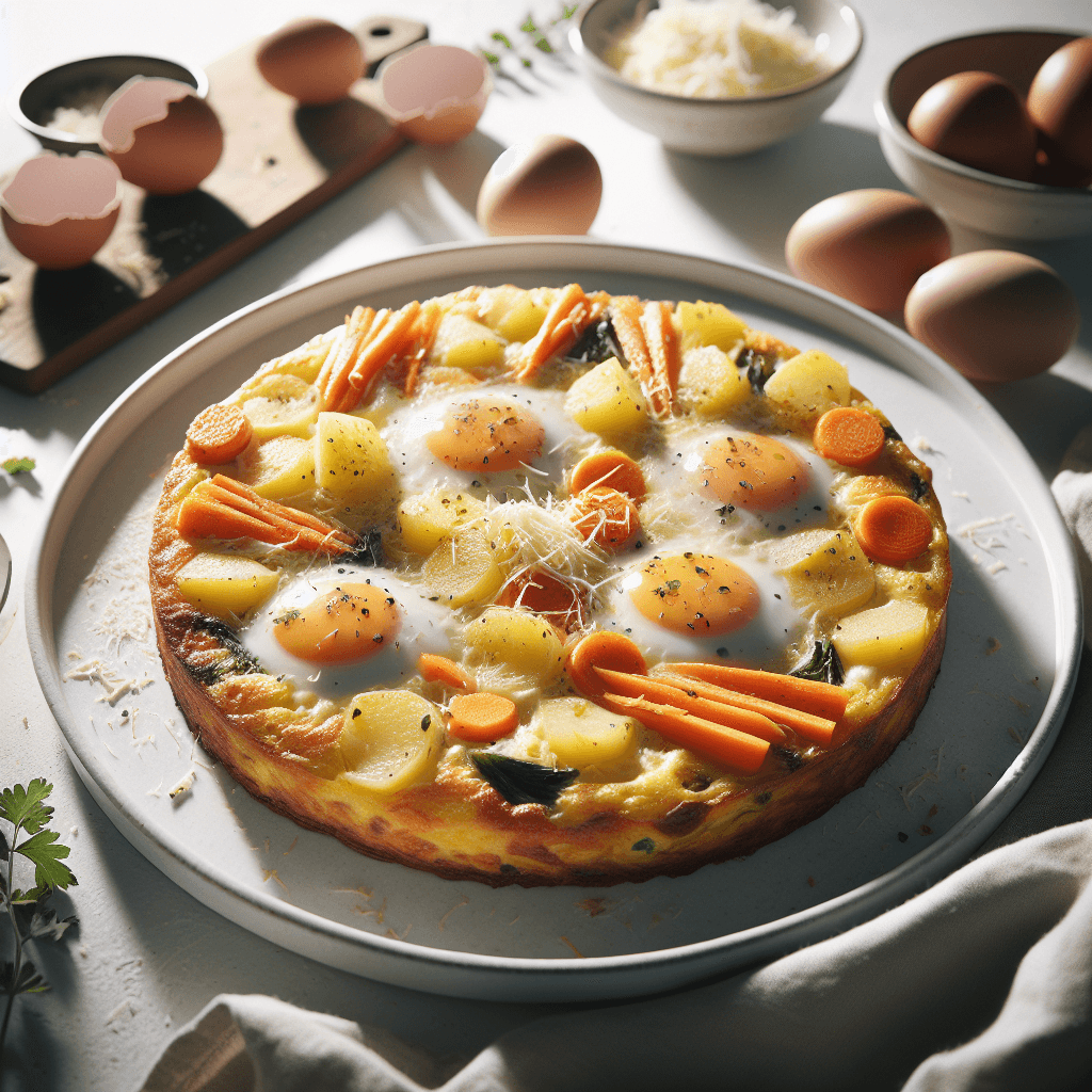 Foto de Fritatta de papa y zanahoria con queso gratinado