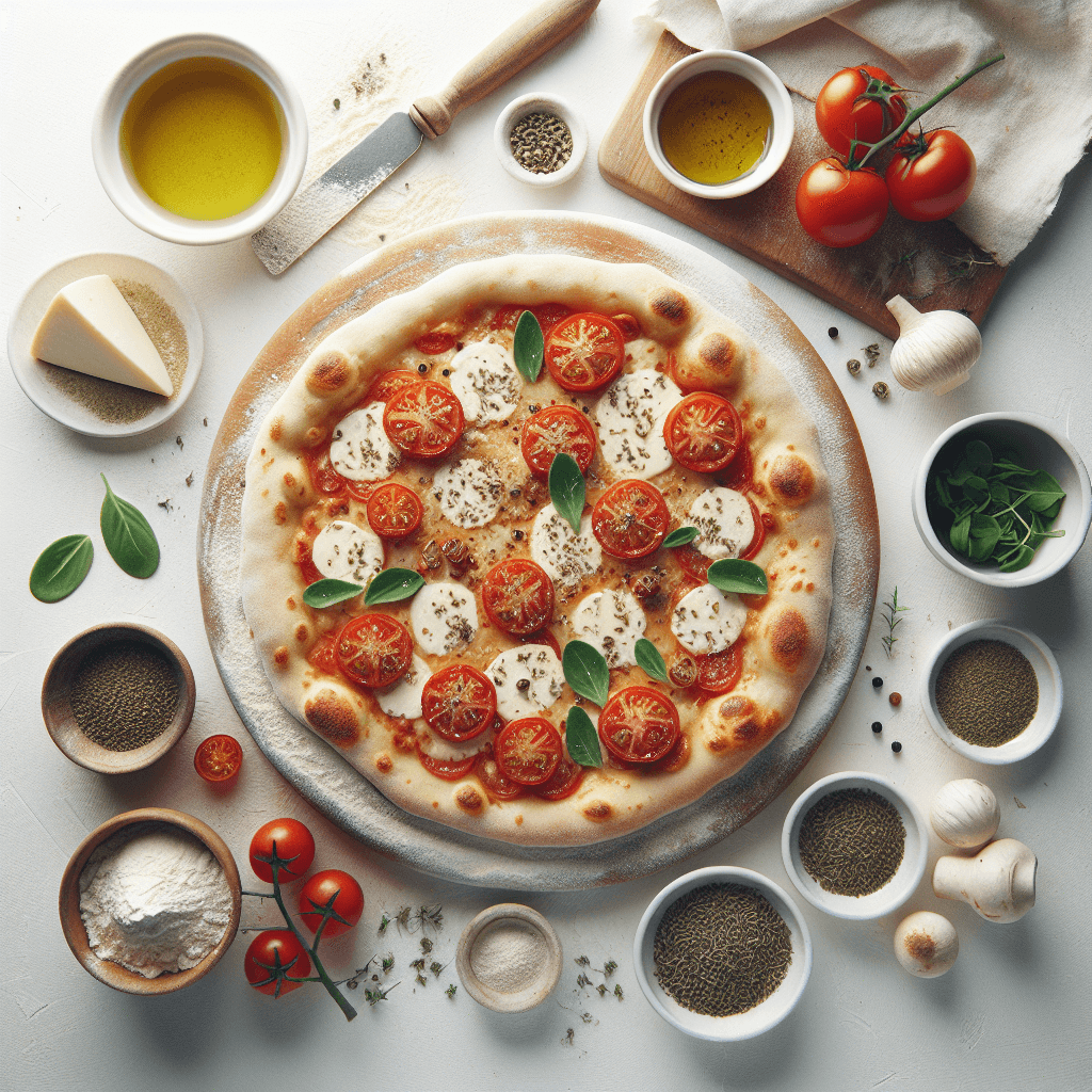 Foto de Pizza casera de muzzarella vegana con tomate y orégano