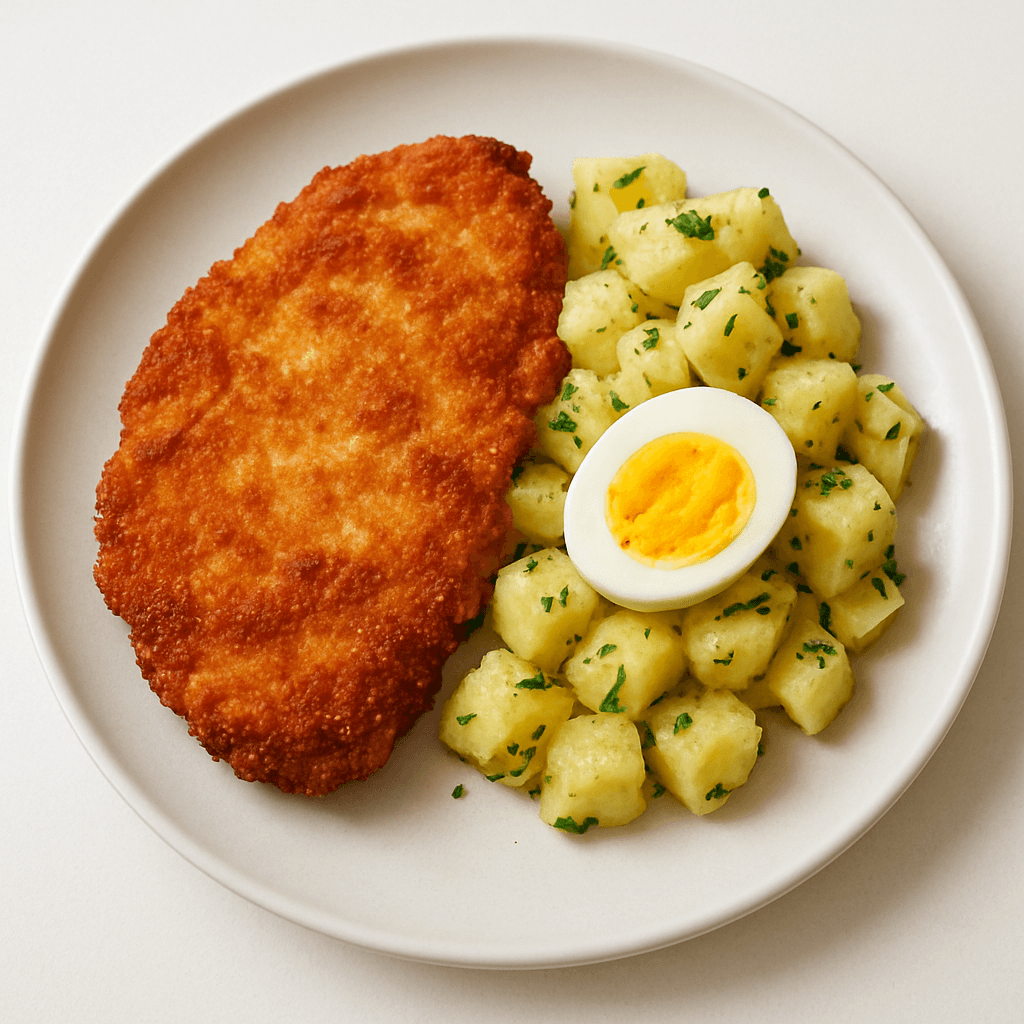 Foto de Milanesas de pollo a la plancha con ensalada de papa y huevo
