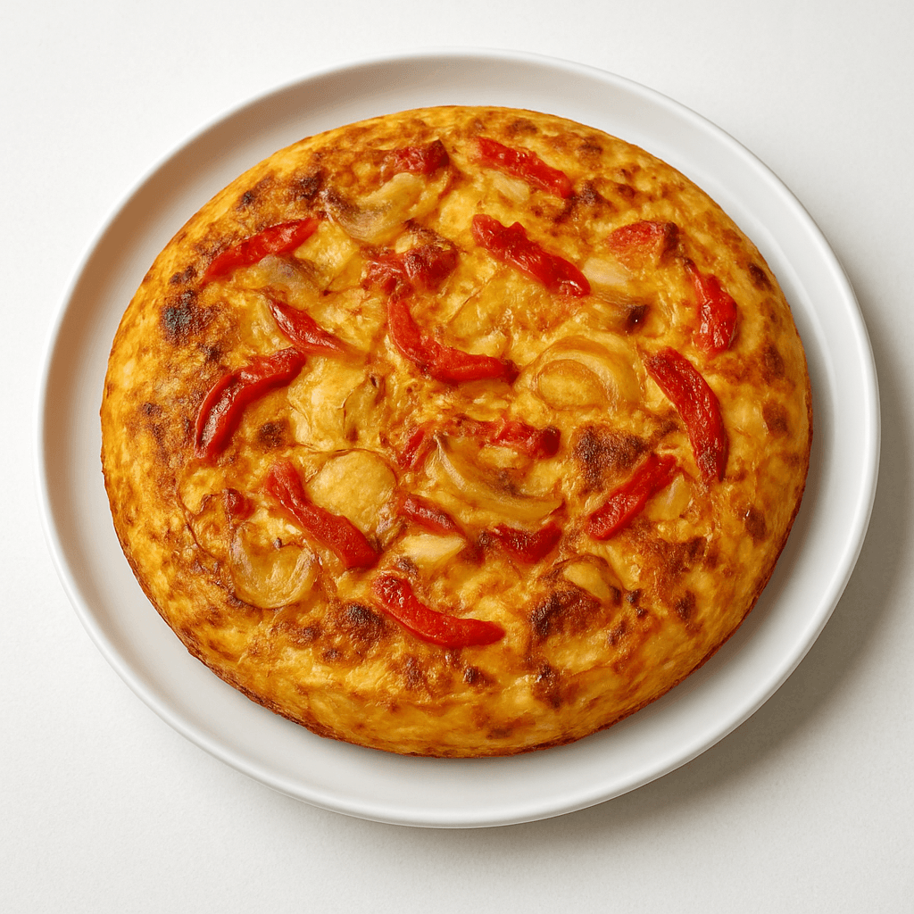 Foto de Tortilla de papa con cebolla y morrón a la plancha