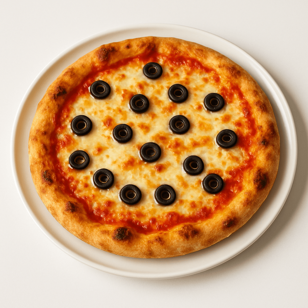 Foto de Pizza casera con muzzarella y aceitunas negras
