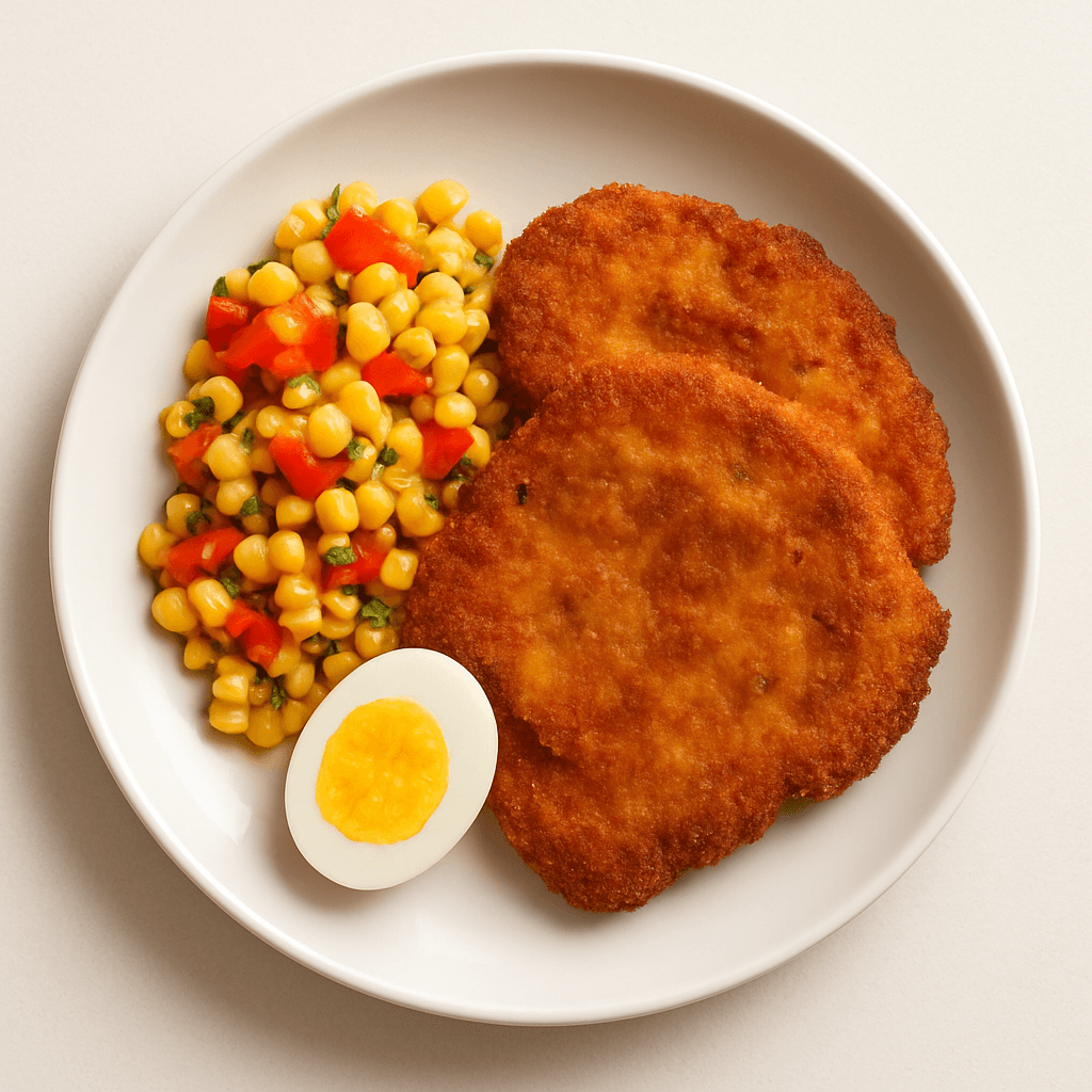 Foto de Milanesas de suprema con ensalada de choclo y morrón