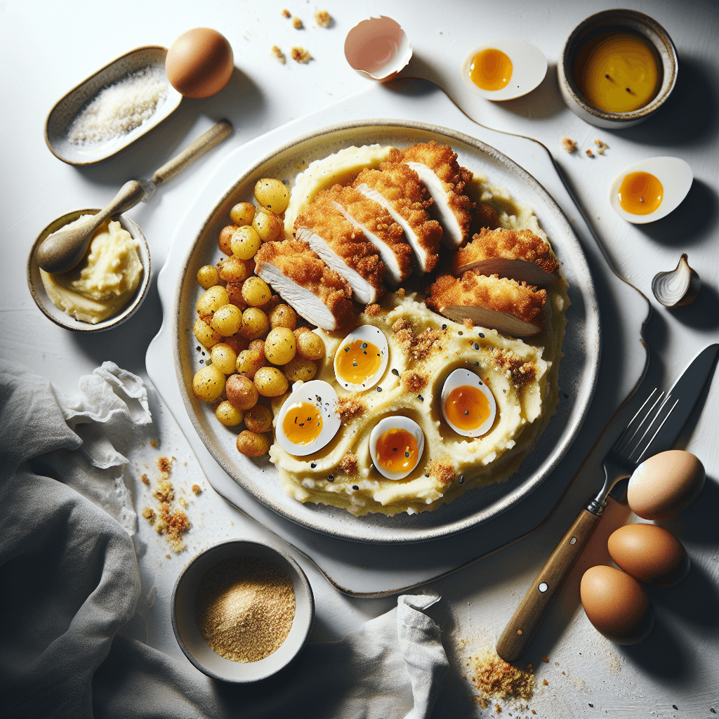 Foto de Milanesa de pollo al horno con puré de papa