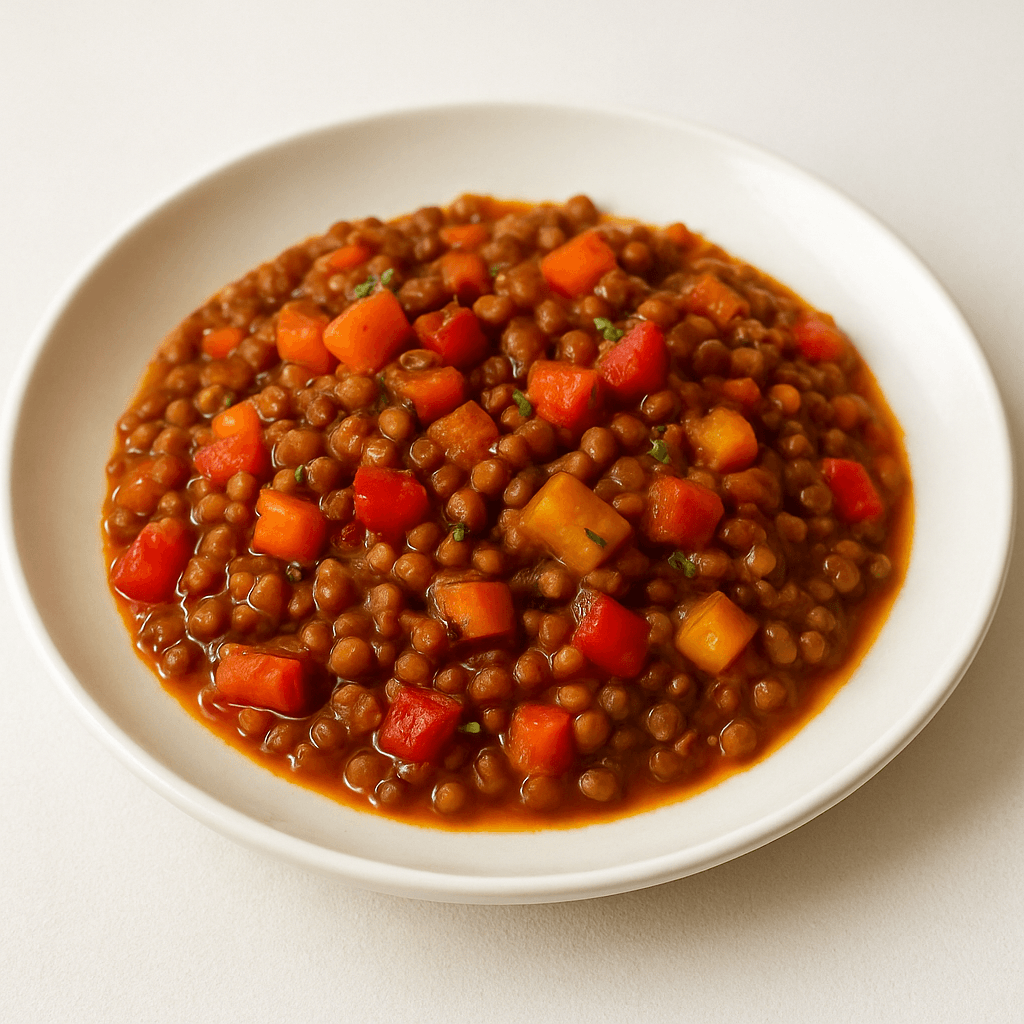 Foto de Guiso de lentejas con vegetales y especias