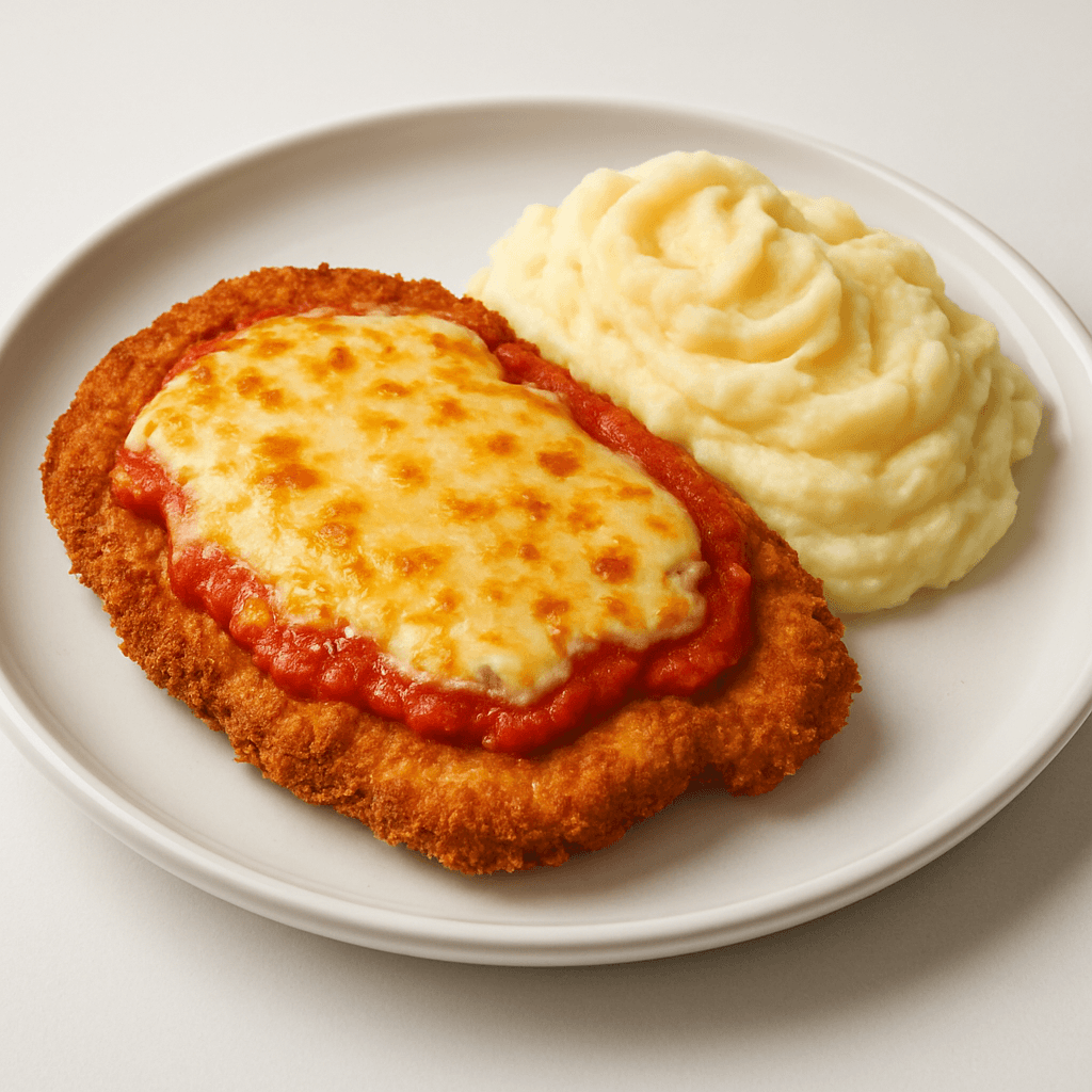 Foto de Milanesa napolitana de pollo con puré de papa casero