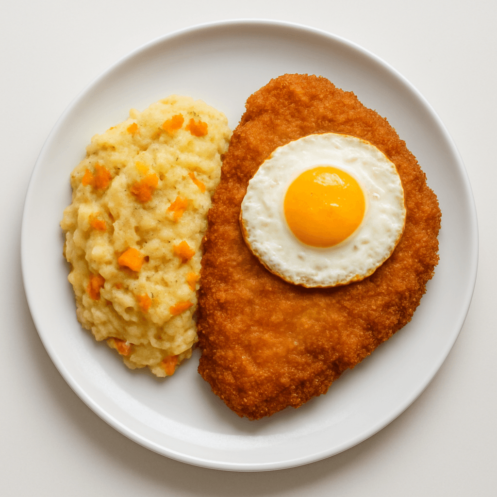 Foto de Milanesas de suprema de pollo con puré rústico de papa y zanahoria